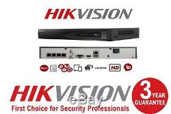 Hikvision 8mp 4k 4channel Nvr Ds-7604ni-k1/4p Hard Drive Ip Poe Cctv Recorder Uk