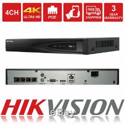 Hikvision 8mp Nvr Ip Poe 4k Cctv Security Recorder 4ch Channel Ds-7604ni-k1/4p