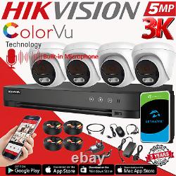 Hikvision CCTV Camera System 5MP 4CH DVR +1TB HDD Outdoor ColorVu Audio Security