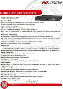 Hikvision DS-7316HQHI-F4/N 16 Channel 4K Turbo HD CCTV DVR Recorder 4TB