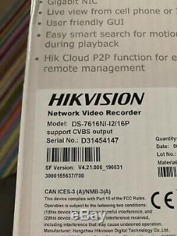 Hikvision DS-7616NI-I2-16P 16 Channel Network Video Recorder PoE CCTV NEW