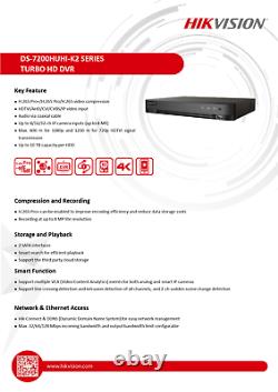 Hikvision Digital Video Recorder 8 Channel DVR 4K 5MP DS-7208HUHI-K2 UK Stock