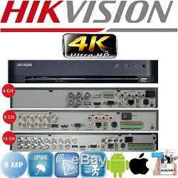 Hikvision Dvr 4/8/16 Ch Camera Video Recorder Hdmi 4k Turbo Hd 2.4mp 5mp 8mp Uk