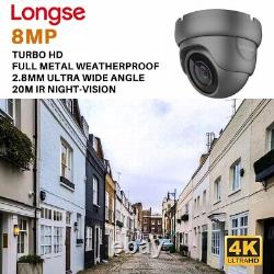 Longse 8MP CCTV 4K DVR System 3TB Outdoor Turbo HD Home Camera Security Kit UK