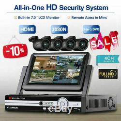 Outdoor 4CH 1080P CCTV Camera Security System 7 LCD Monitor DVR Video Recorder