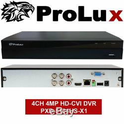 PROLUX CCTV DVR 4 Channel 2MP 3MP 4MP CVI 1080P Video Recorder REMOTE VIEW HDMI