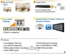 SAMSUNG SRN-472S 4CH IP Network DVR NVR PoE Switch 1TB CCTV HD Video Recorder