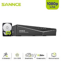 SANNCE 1080p Lite 4CH DVR 24/7 CCTV Digital Video Recorder AI Human Detection