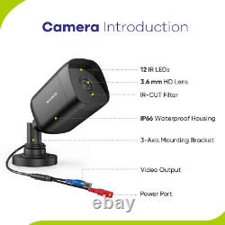 SANNCE 2MP HD CCTV System 4CH Video DVR 24/7 Recorder Home Security Camera IP66
