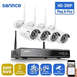 SANNCE 3MP 2K 8CH NVR Wireless CCTV Camera System Home Wifi Security Audio Kit