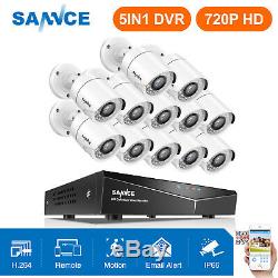 SANNCE 5IN1 1080N 16CH DVR Recorder Surveillance 12X720P CCTV Camera TVI System