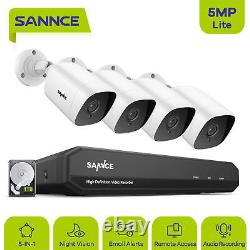 SANNCE 5MP CCTV Security System Audio In Camera 8CH H. 264+ DVR Night Vision 1TB
