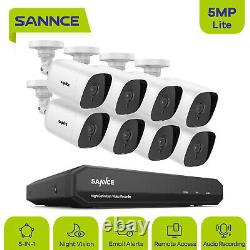 SANNCE 5MP HD Security Audio Camera 8CH H. 264+ DVR CCTV Surveillance System IR