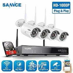 SANNCE Wireless Home Security Camera System Outdoor 1080P CCTV WIFI NVR 1TB APP