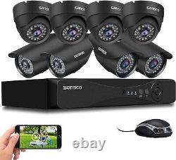 SANSCO 8CH 1080P HD CCTV Camera System, 8 Channel H. 265 DVR Recorder, 8pcs 2MP