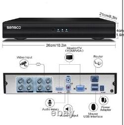 SANSCO 8 Channel 1080P Lite HD DVR Recorder with 1TB Hard Drive for CCTV