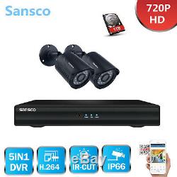 SANSCO CCTV 4CH HDMI 1080N DVR Recorder 720P Home Outdoor Security Camera System