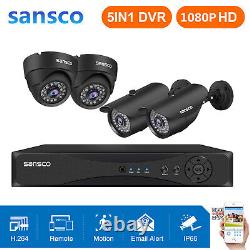 SANSCO Home Surveillance Smart CCTV System 1080P HD 4CH DVR Outdoor Camera IP66