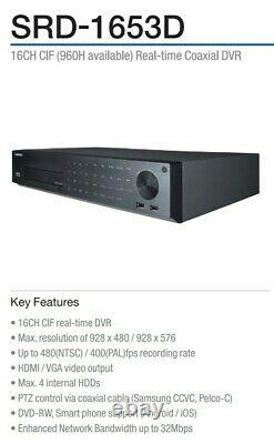 Samsung SRD-1653DP 16CH CCTV H. 264 Digital Video Recorder 4TB HDD Remote contr