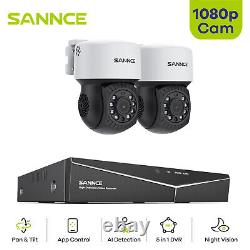 Sannce Pan Tilt 1080p Cctv Camera Security System 4ch H. 264 Dvr Ai Detection Kit