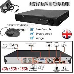 Smart CCTV DVR Recorder 4/8/16 Channel AHD Video HDD Camera System 1080 HD UK