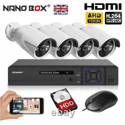 Smart CCTV DVR System 1TB/2TB 4 Channel Home HD Video Recorder Outdoor Cameras