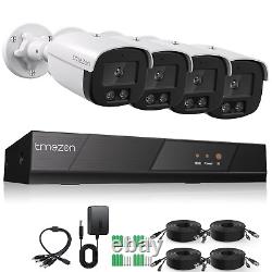 TMEZON CCTV 1080P Security Camera System CH DVR Outdoor AI Detection H. 265+