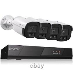 TMEZON CCTV 1080P Security Camera System CH DVR Outdoor AI Detection H. 265+