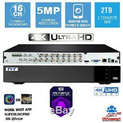TVT 16CH DVR GENERICO (QTH165-2) 5MP Analog HD PIR Recorder 2TB HDD 2018