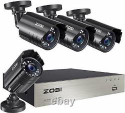 ZOSI 1080P Home Security CCTV Camera System, 8CH H. 265+ DVR Recorder, 4x HD Cams