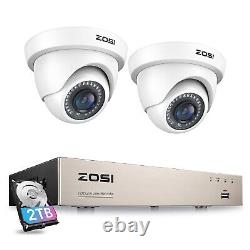 ZOSI 1080P Security Dome Camera System CCTV Outdoor 8CH DVR With 2TB Hard Drive