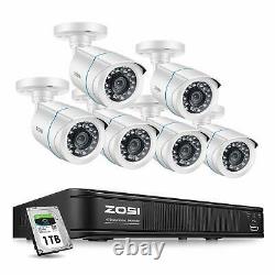 ZOSI 1080p Home Security Camera System Kit 8 Channel CCTV DVR Recorder with 6