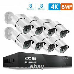 ZOSI 4K CCTV System 8MP H. 265+ DVR Recorder Outdoor Home Security Camera Kit UHD