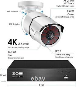 ZOSI 4K UHD CCTV Camera System 8MP Home Security Outdoor Night Vision +2TB HDD