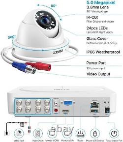 ZOSI 5MP CCTV Camera System Home Security DVR with Hard Drive Night Vision Dome