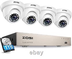 ZOSI 5MP Security Cameras System, 4 Channel H. 265+ CCTV DVR Recorder with 1TB