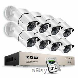 ZOSI Security Cameras System 8CH 1080P HD-TVI CCTV DVR Recorder 2TB HDD with
