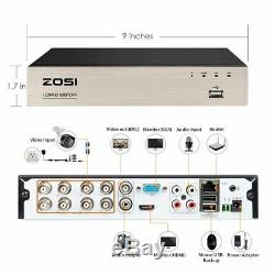 Zosi Security Cameras System 8Ch 1080P Hd-Tvi Cctv Dvr Recorder 2Tb Hdd With 8 W