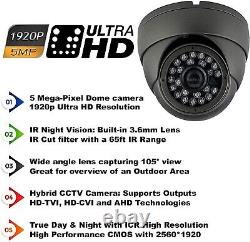 4 Canaux 5mp Système De Vidéosurveillance Dome Ahd 1920p Night Vision In/outdoor Cameras Hdmi Uk