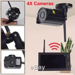 7 Système De Sécurité Caméra Cctv Dvr Vidéo 4 Extérieur Enregistreur Moniteur LCD
