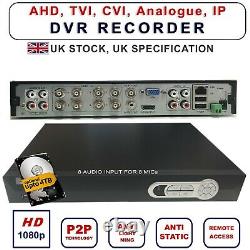 8 Channel Cctv Security Dvr 5in1 1080p 8 Enregistreur Audio Vidéo H. 264 Viper Pro Uk