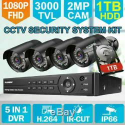 8ch Dvr 1080p Cctv Kit Caméra Avec 1tb Enregistreur Disque Dur Système De Sécurité