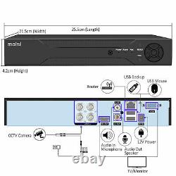 Caméra De Sécurité Hd Cctv 1080p Kit 4ch Dvr Home Outdoor Ir Avec Disque Dur