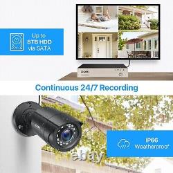 Caméra de sécurité CCTV extérieure ZOSI 1080P Maison 4CH DVR H.265+ 1TB HDD Vision nocturne