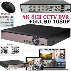 Caméras de vidéosurveillance DVR Enregistreur 8 canaux, Full HD 1080P 4K, Alarme de sécurité 8CH