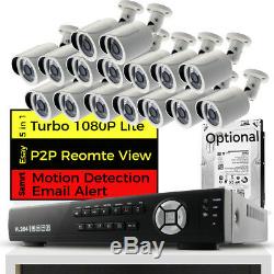 Cctv 16ch 8ch Dvr Kit Système De Caméras De Sécurité Pour La Maison En Plein Air Avec Enregistrement Hd 2.4mp 1080p