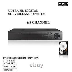 Enregistreur CCTV DVR intelligent 2MP 4 8 canaux AHD 1080N/1080P Vidéo HD VGA HDMI BNC UK