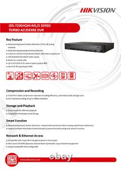 Enregistreur DVR HIKVISION 4MP 4CH/8CH/16CH Système de sécurité 4MP iDS-7204HQHI-M1/S