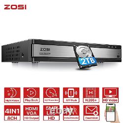 Enregistreur DVR de sécurité 16 canaux ZOSI Full HD 1080P avec détection humaine AI et disque dur de 2 To