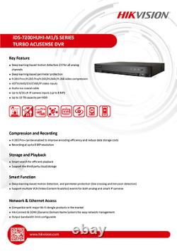 Enregistreur HIKVISION DVR 4CH 8CH TURBO HD 8MP 4K TVI/AHD/CVI/CVBS/IP Turbo HD 4IN1